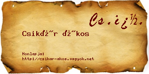 Csikár Ákos névjegykártya
